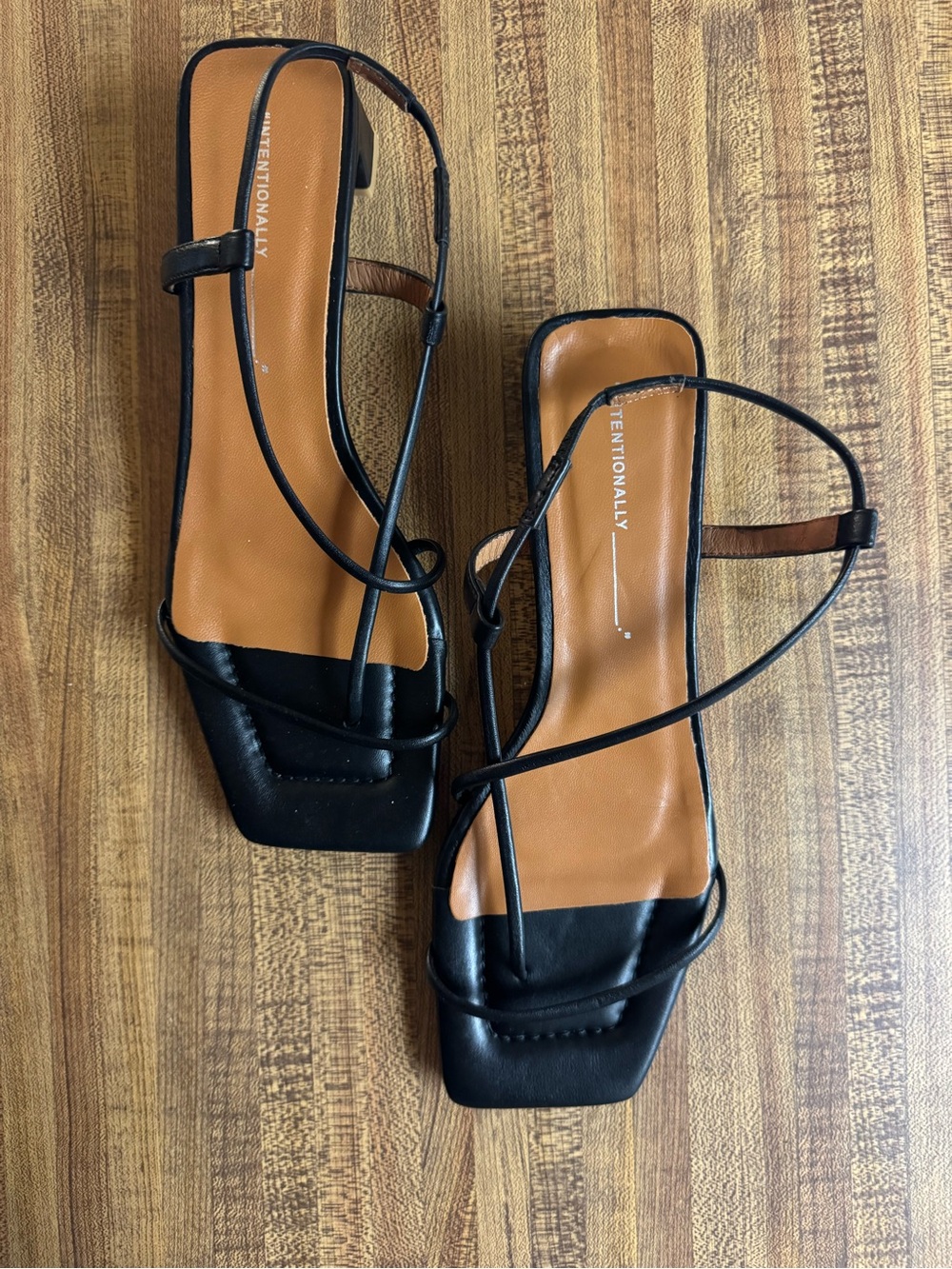 Intentionally Blank Black Strappy Leather Heels Size 41 Made in Spain